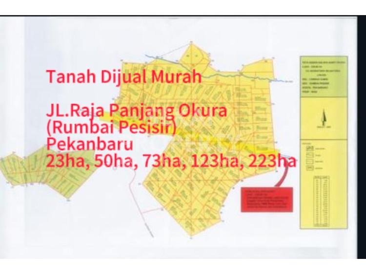 Dijual Murah Tanah 23ha, 50ha, 73ha, 123ha, 223ha, lokasi JL.Raja Panjang Okura (Dekat Tebing Tinggi), Rumbai Pesisir - Pekanbaru