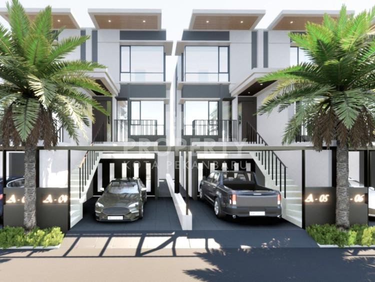 DIJUAL RUMAH HUNIAN MODERN BARU 3 LANTAI CLUSTER LOKASI JALAN NAGA SAKTI-PEKANBARU